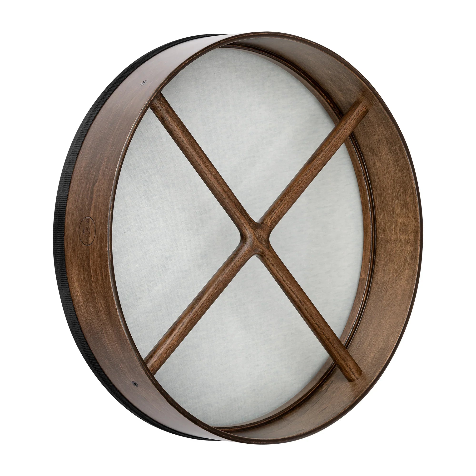 Wood frame hand drum with cross bracing, ideal for sound healing and reiki sessions