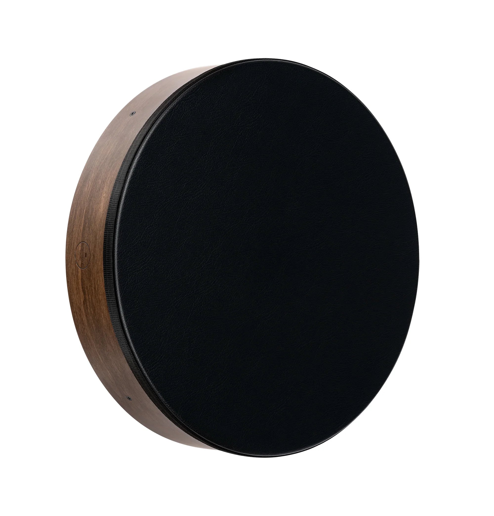 Black frame drum with wood shell for sound healing and meditation