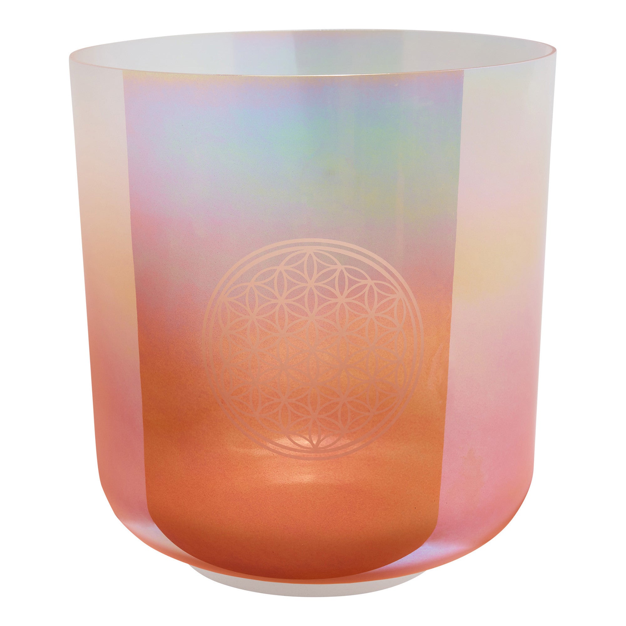 9" Essence Crystal Singing Bowl, Note C3, Light Rose Gold, Flower of Life 128 Hz