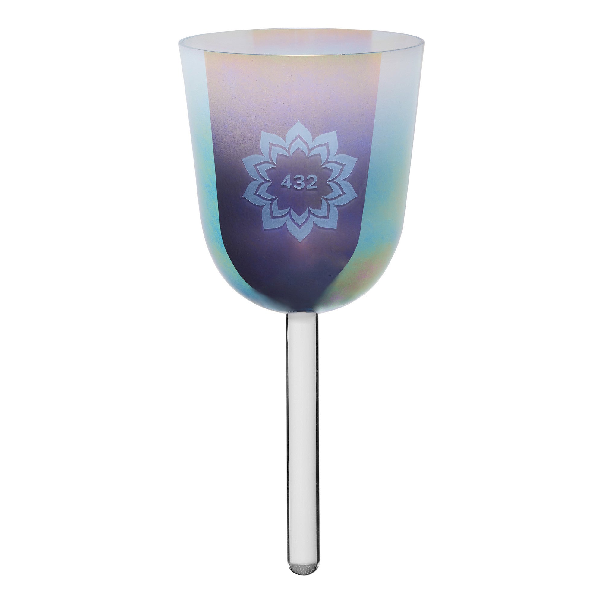 5.5" Essence Crystal Singing Bowl, Note A4, Slate Blue, Lotus Flower, 432 Hz
