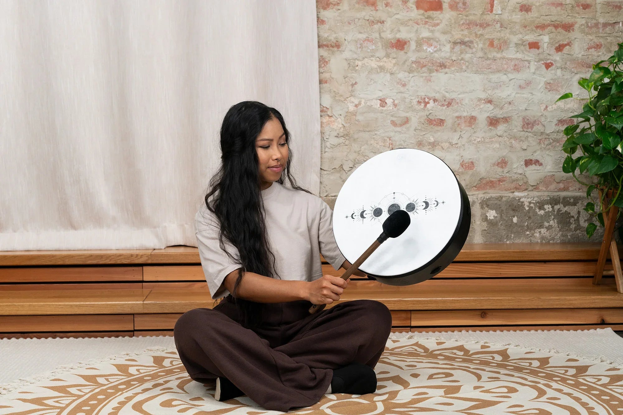 14" Ritual Drum, Moon Phases, True Feel Synthetic Head