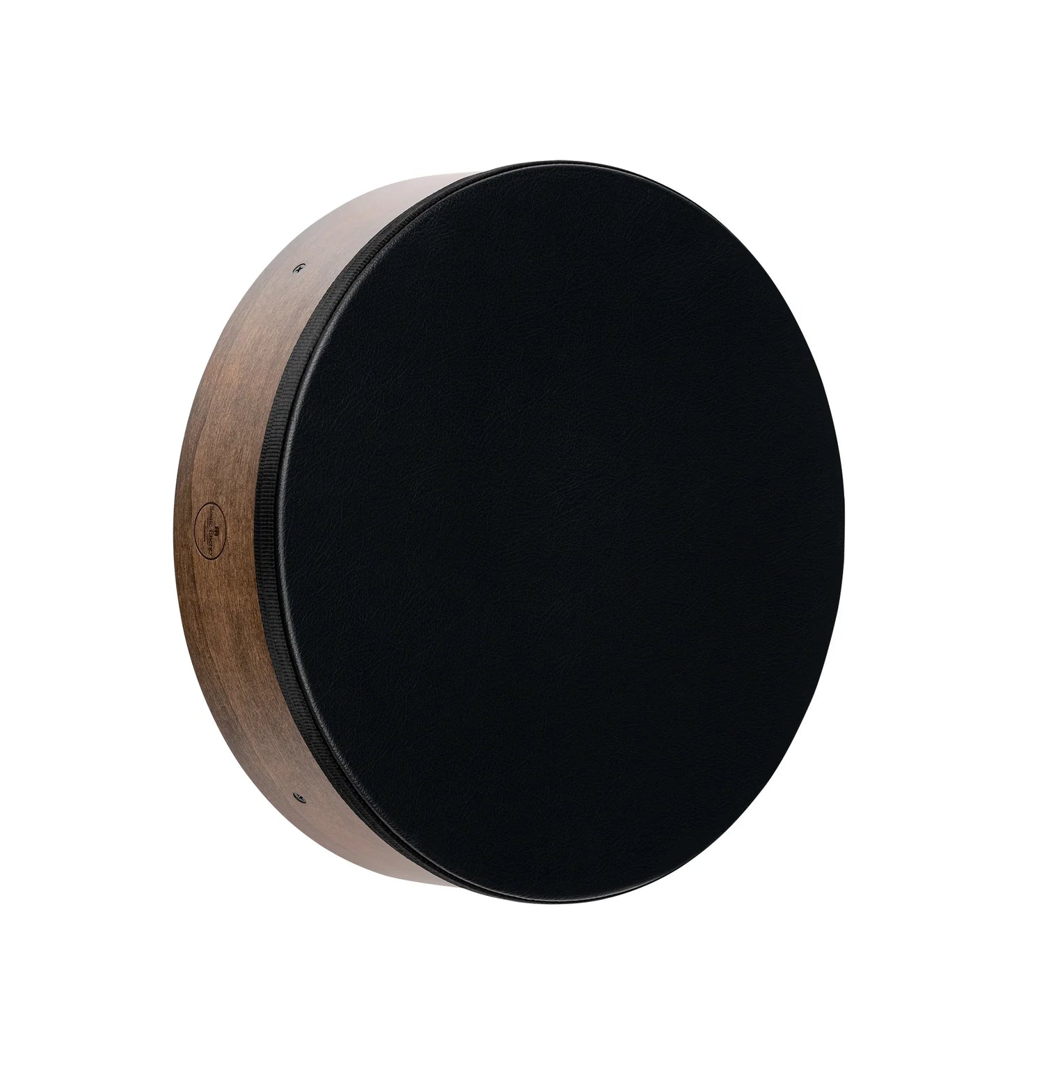 Black frame drum with wooden rim for sound healing and meditation