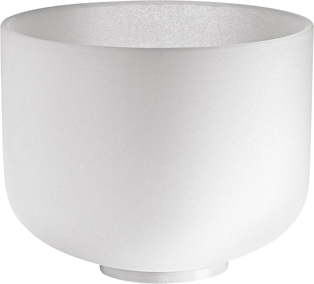 White frosted crystal singing bowl for sound healing and meditation