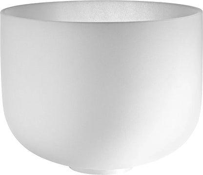 White frosted crystal singing bowl for sound healing and meditation