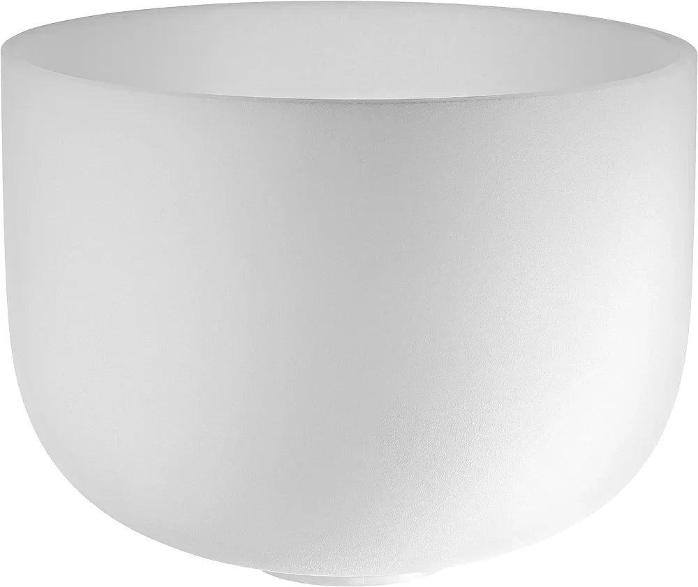 White frosted quartz crystal singing bowl for sound healing and meditation