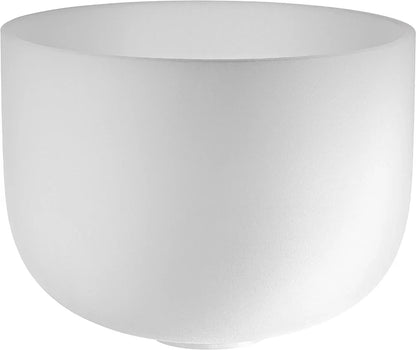 White frosted quartz crystal singing bowl for sound healing and meditation