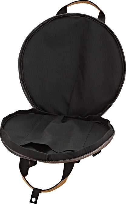Open round padded carrying case with zipper and handle, suitable for sound healing instruments