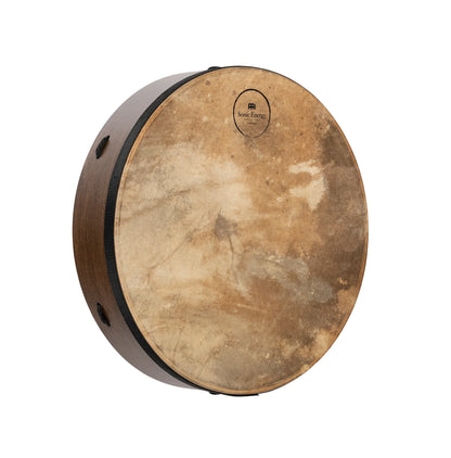 Frame drum with natural skin head and wooden shell for sound healing and meditation