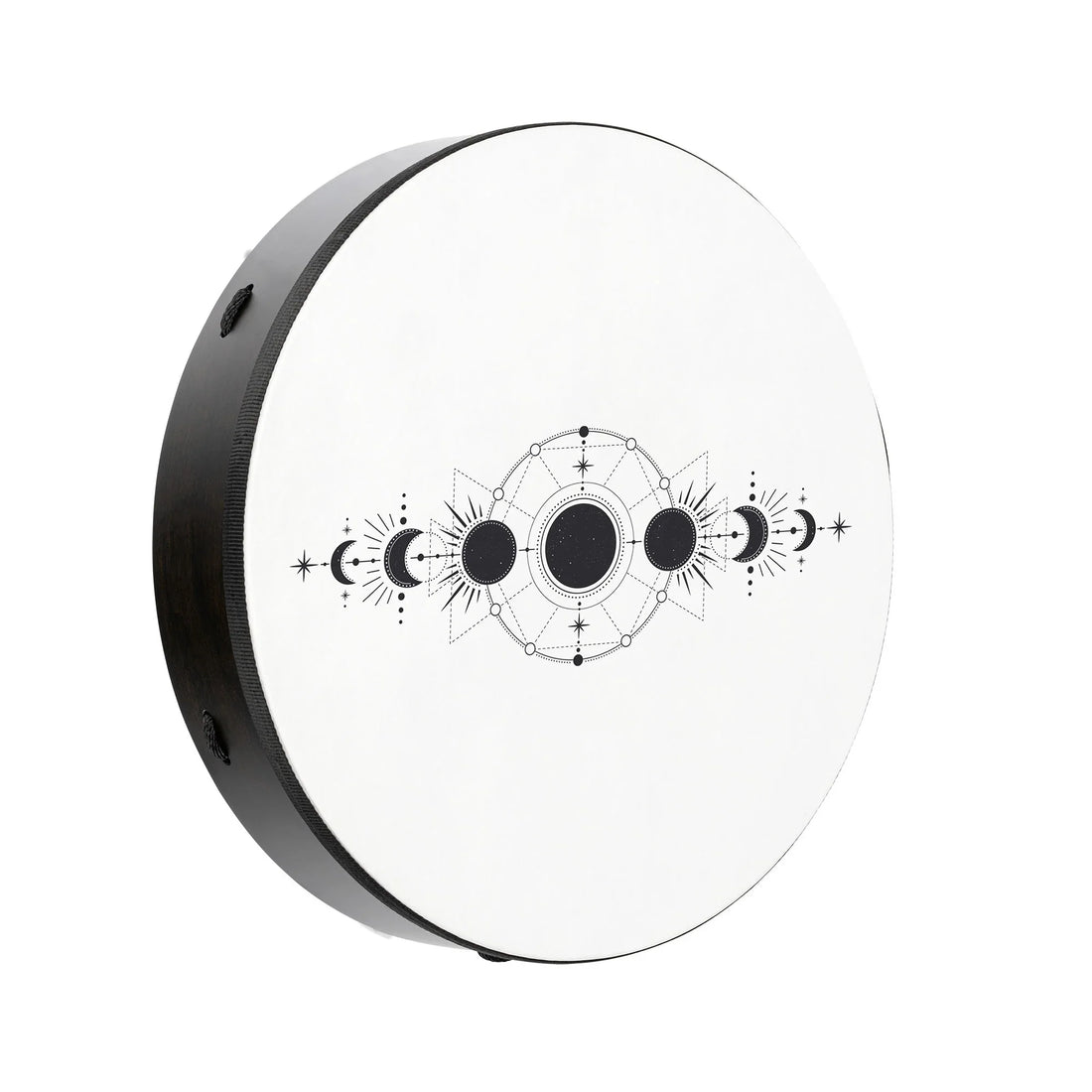 Hand drum with moon phase design, energy healing and sound therapy instrument