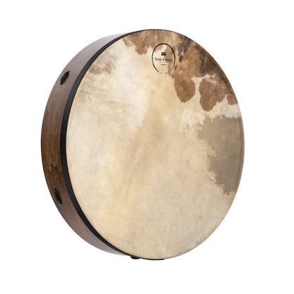 Large natural frame drum with wooden shell and rawhide head for sound healing and meditation