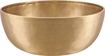 Brass singing bowl for sound healing and meditation on white background
