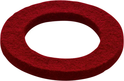 Red felt singing bowl ring cushion for sound healing instruments on white background