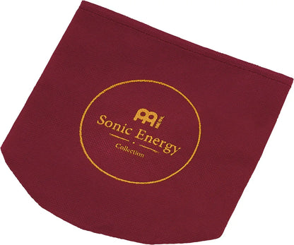 Red fabric pouch with yellow Sonic Energy Collection logo for sound healing instruments