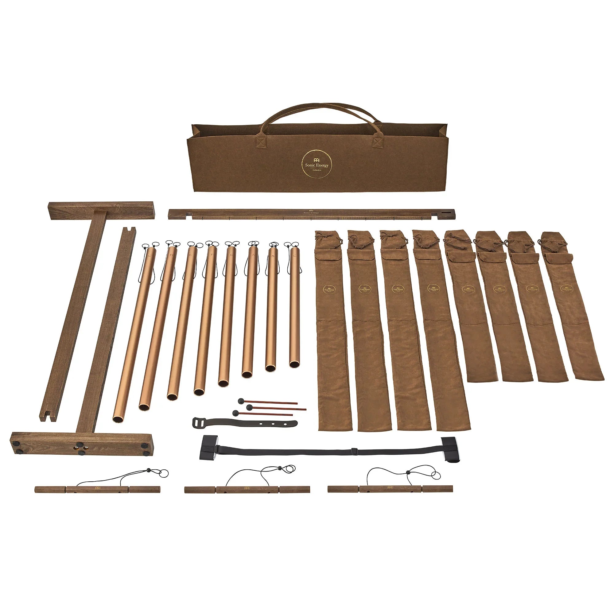 8-Piece Sound Bath Tube Chimes Set, 440 Hz, Bronze