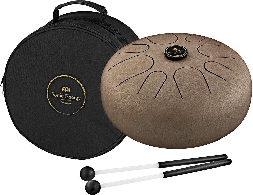 Steel tongue drum with mallets and carrying case, sound healing instrument