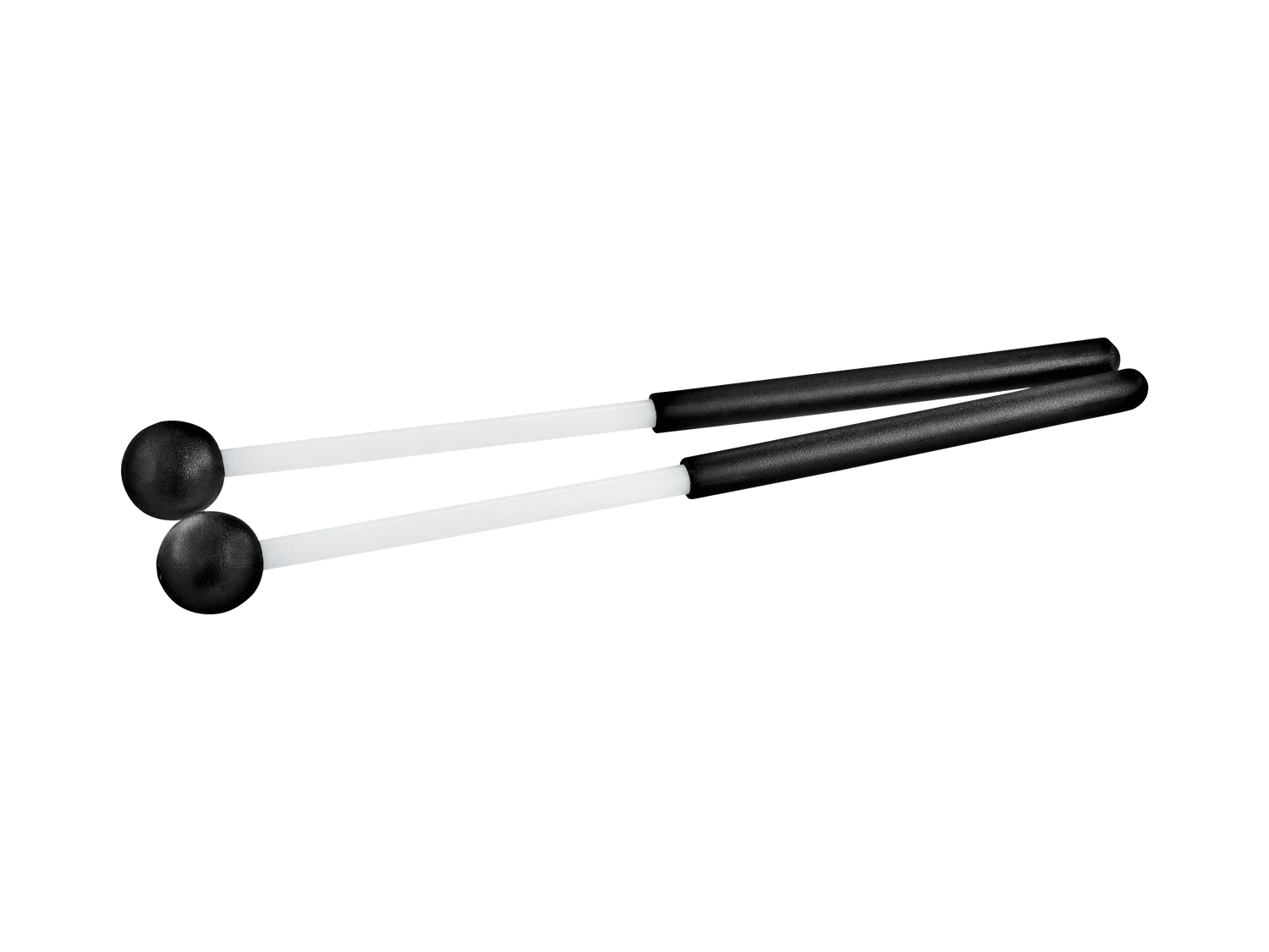 Pair of black rubber mallets with white handles, ideal for sound healing instruments