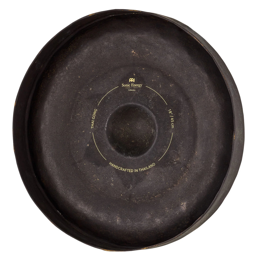 Handcrafted Thai gong for sound healing and meditation, 18-inch black metal instrument