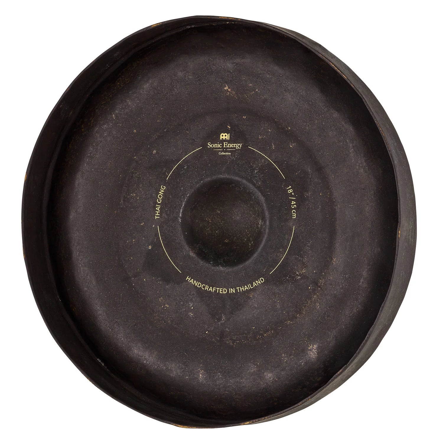 Handcrafted Thai gong for sound healing and meditation, 18-inch black metal instrument