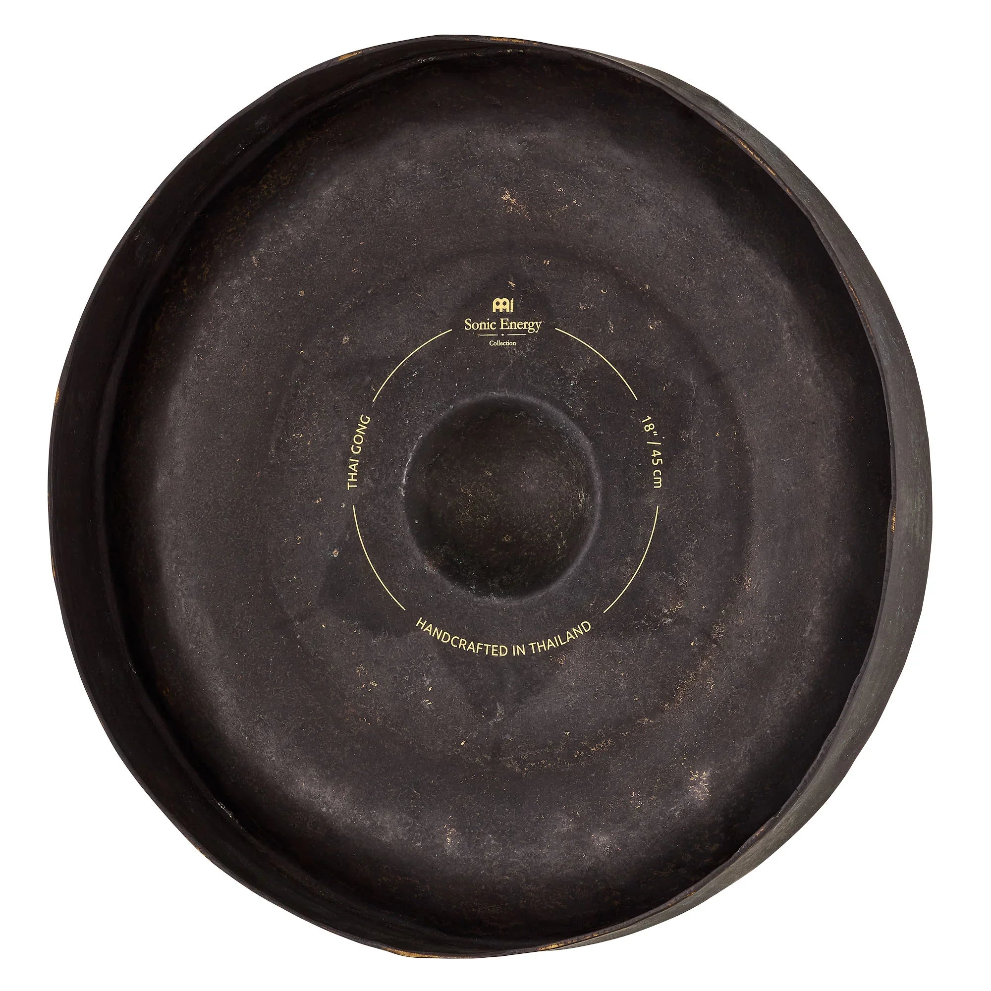 Handcrafted Thai gong for sound healing and meditation, 18-inch black metal instrument
