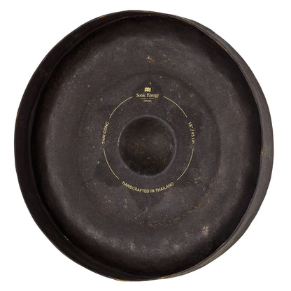 Handcrafted Thai gong for sound healing and meditation, 18-inch black metal instrument